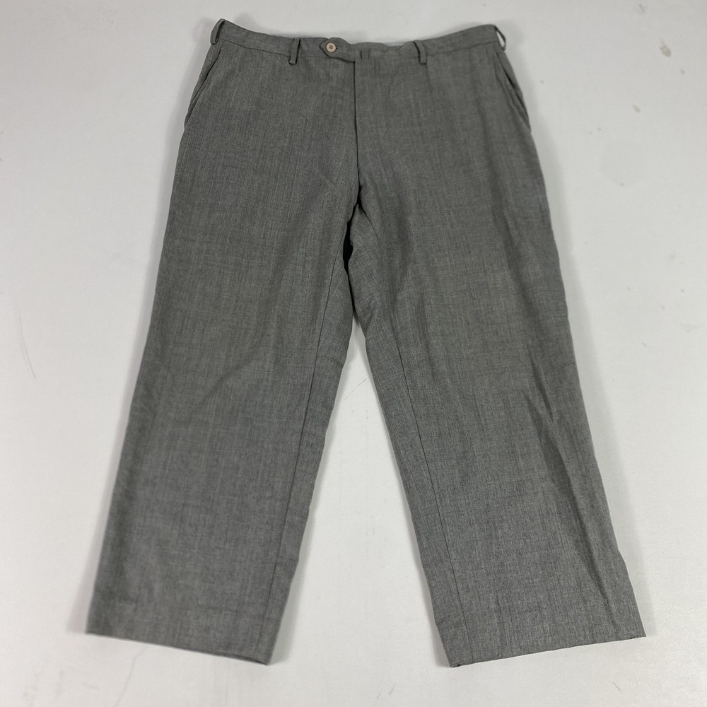 Luciano Barbera Dress Pants Mens 36x26 Gray Wool Flat Front Lined Made In Italy